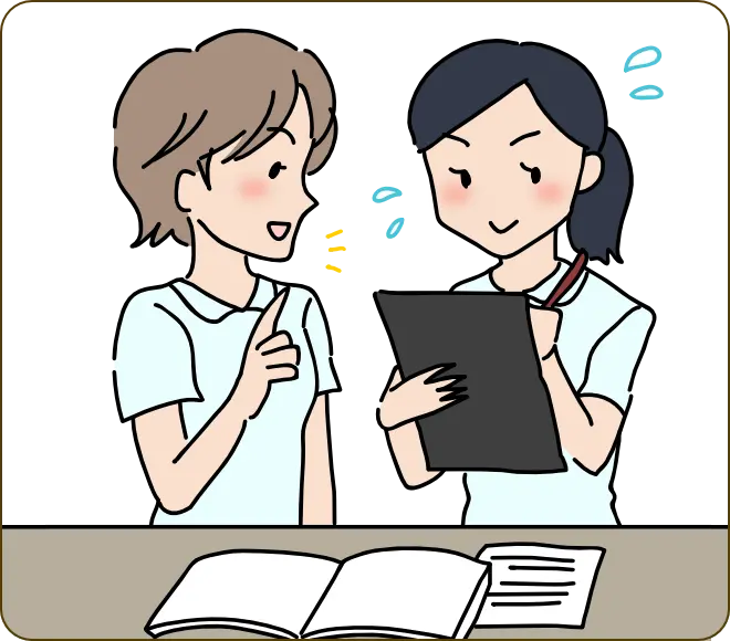 先輩スタッフが付き添います